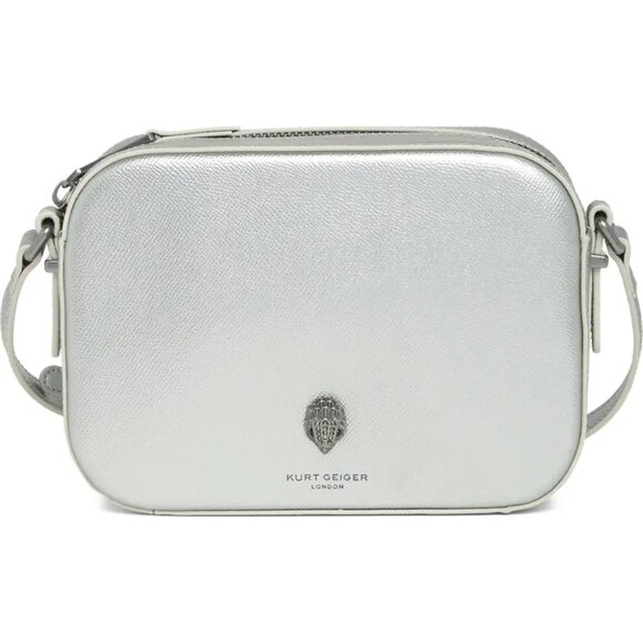 KURT GEIGER London Richmond Silver/Pewter Color Leather Crossbody Bag - Picture 2 of 7
